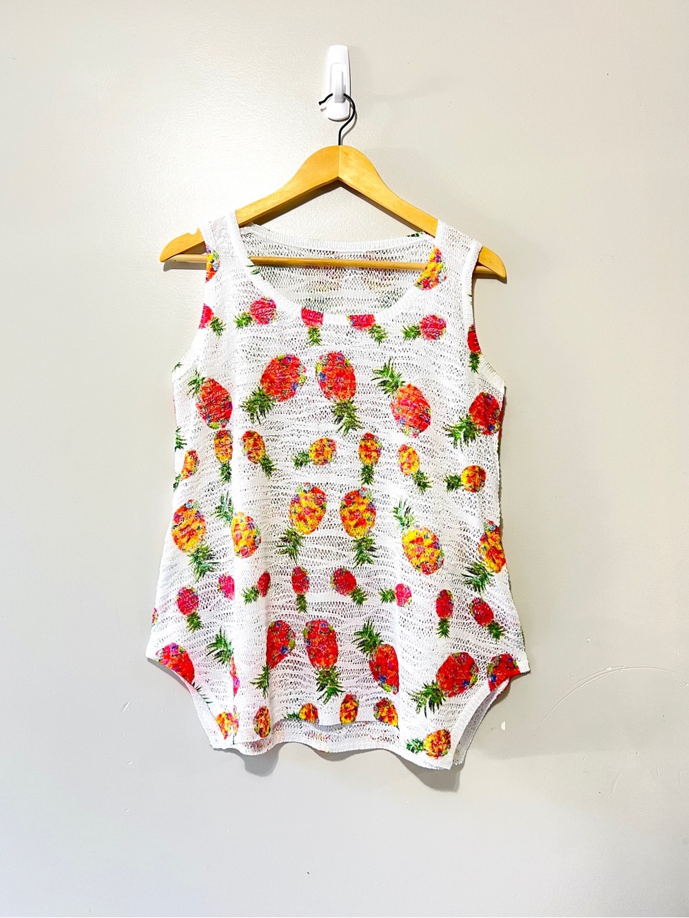Pineapple Print Crochet Knit Women’s Tank Top Tropical Y2K Festival Resortwear